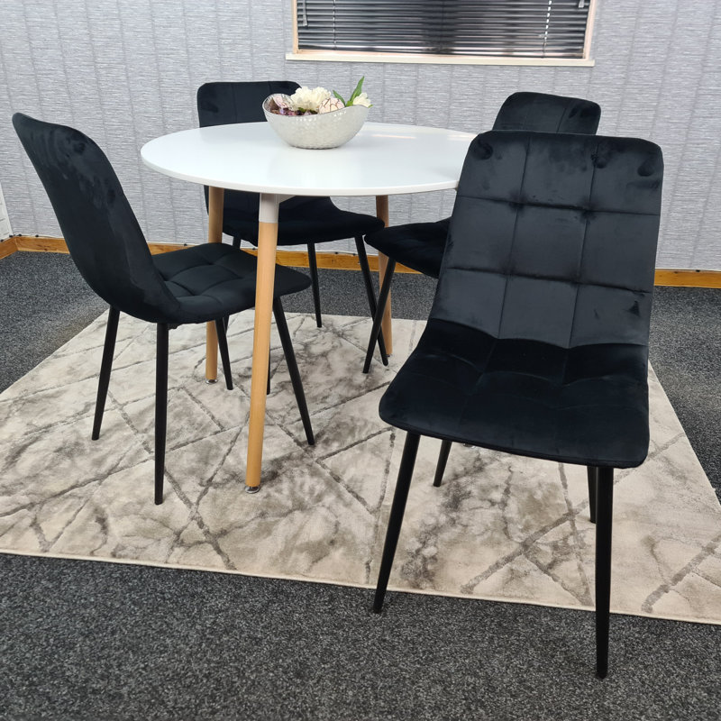 Gordin 4 - Person Dining Set, Black, White