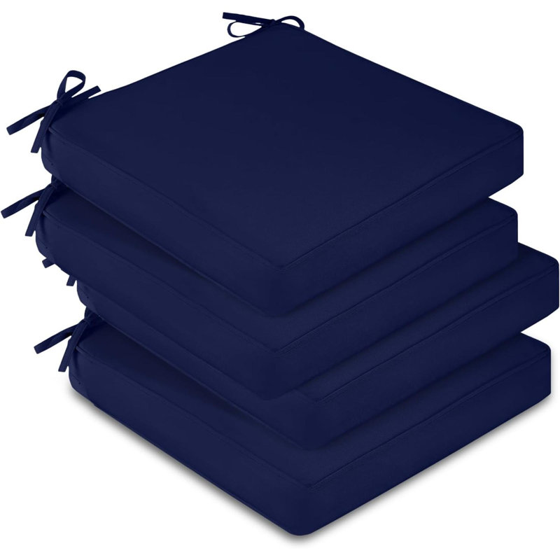 Waterproof Outdoor Chair Cushions Set Of 4,Patio Chair Cushion With Non-Slip Ties & Handle, Square Outdoor Cushion For Patio Furniture With Removable Cover