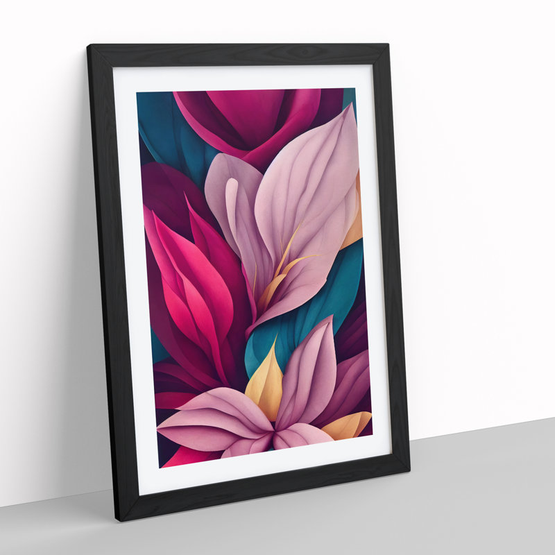 Snazzy Flowers - Single Picture Frame Print, Black, 46cm H x 34cm W x 2cm D