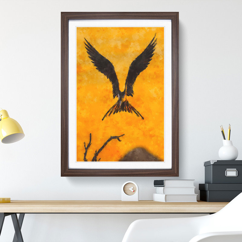 Bird in Flight - Picture Frame Graphic Art Print, 33cm H x 24cm W x 2cm D, Walnut Framed