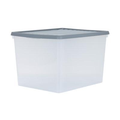 Wham 50L Archive Box & Lid Pack of 3 Clear/Cool Grey