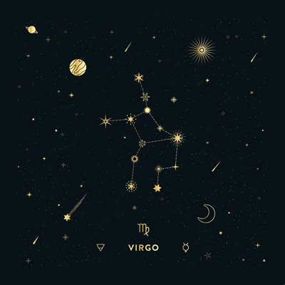Vierge constellation en or