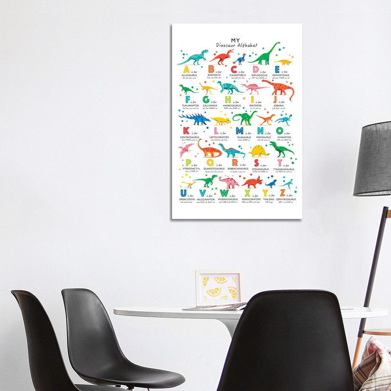 Bright Dinosaur Alphabet - Wrapped Canvas Print, Wrapped Canvas, 101.6 cm H x 66.04 cm W x 1.91 cm D