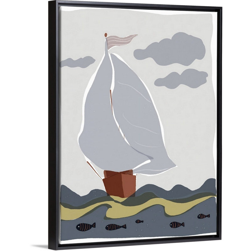 Art sur toiles de toile ahoy iii Sikora, H 16 po x l 12 po x P 1,75 po, Cadre flottant noir