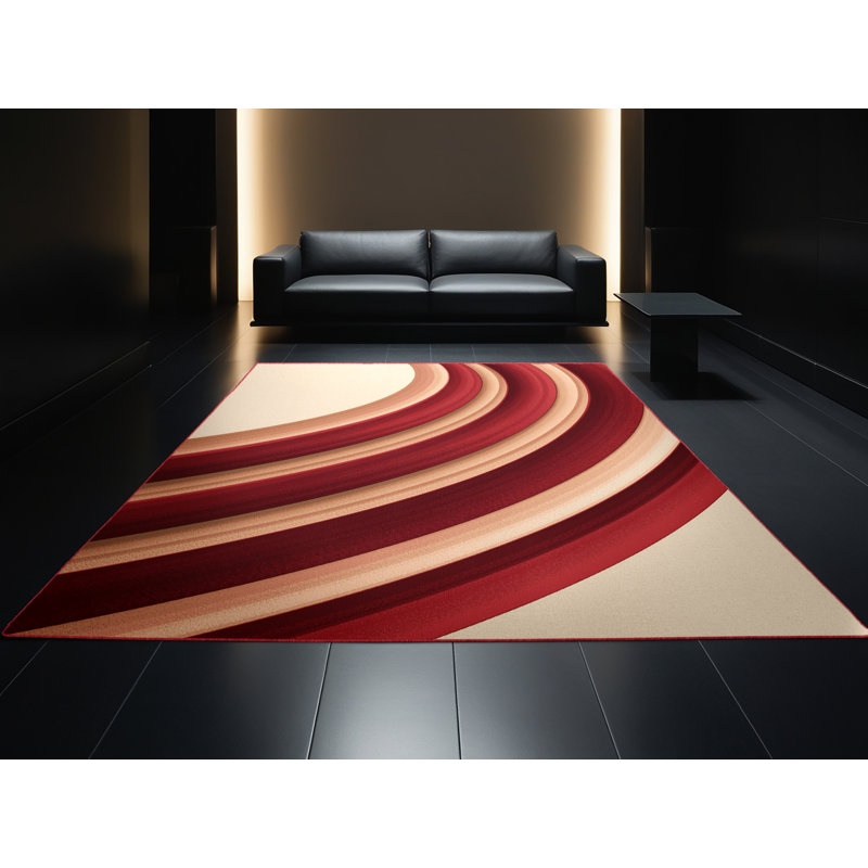 Soft Plush Montauk Red Velvet Rope Posh & Luxe Solid Color Area Rug in Red – Red Binding, 5x8