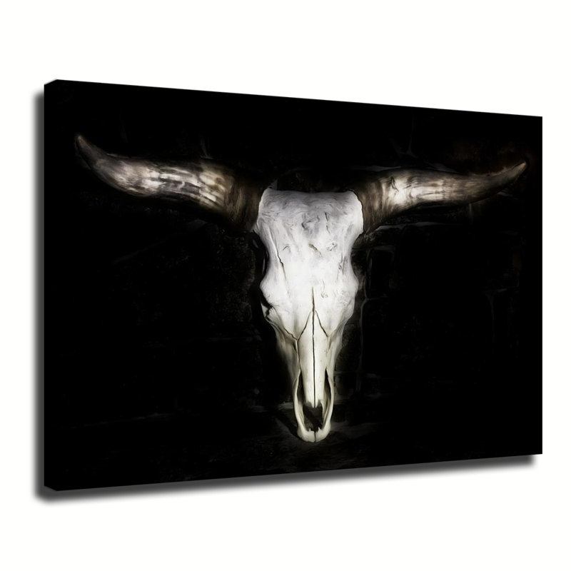 Crâne et cornes, art mural sur toile, prêt à accrocher, salon, chambre à coucher, décoration intérieure, 12 po x 18 po