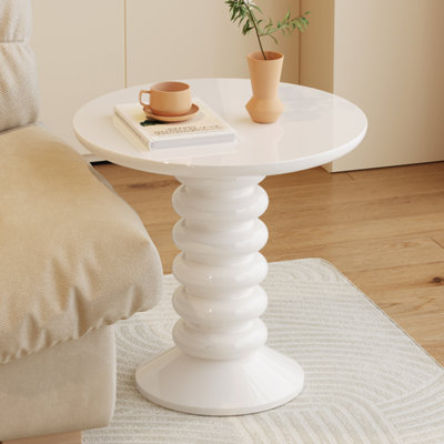 58 cm Cream White Round Side Table