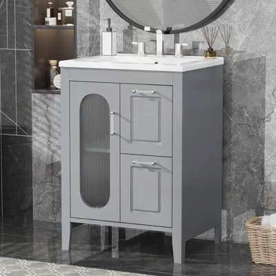 Meuble-lavabo 24 po avec lavabo, meuble-lavabo 24 po avec deux tiroirs et porte
