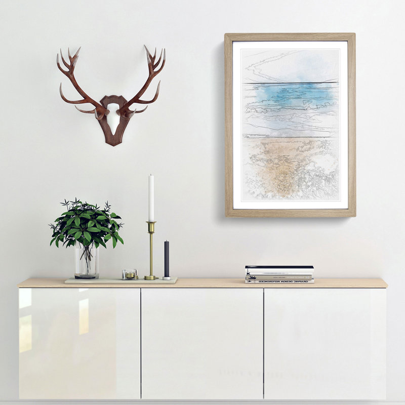 Upon a Beach in Tarragona Spain - Picture Frame Painting Print, Oak Framed, 63cm H x 45cm W x 2cm D