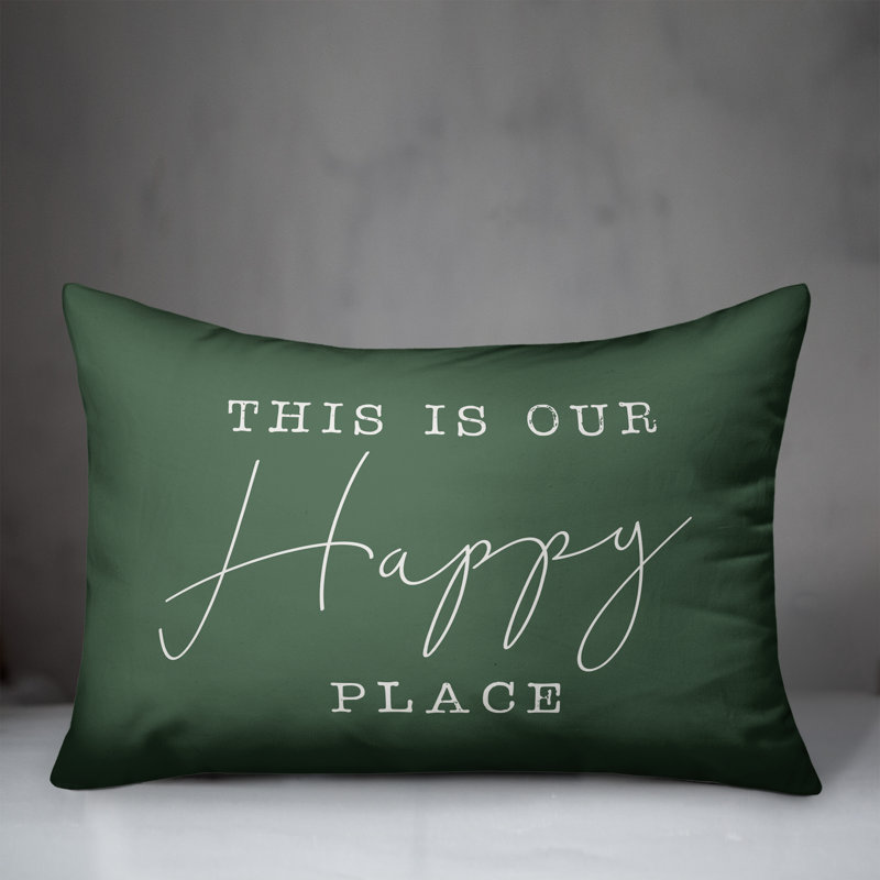 Happy Place 17 Outdoor Rectangular Pillow Cover & Insert, Green