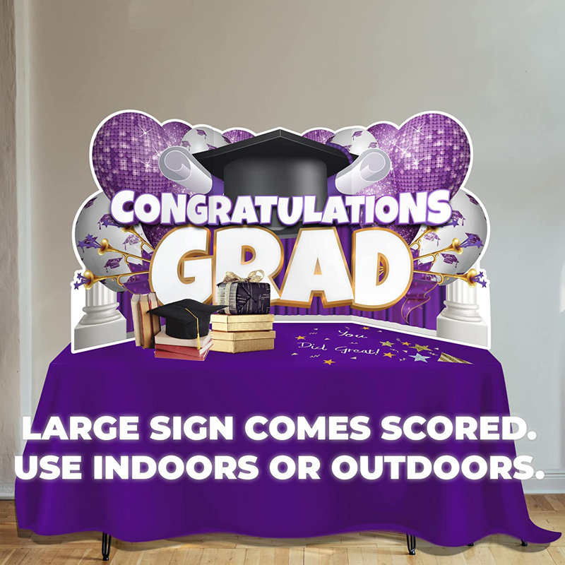 Caps Off To You Weather Resistant Graduation Decoration, Purple