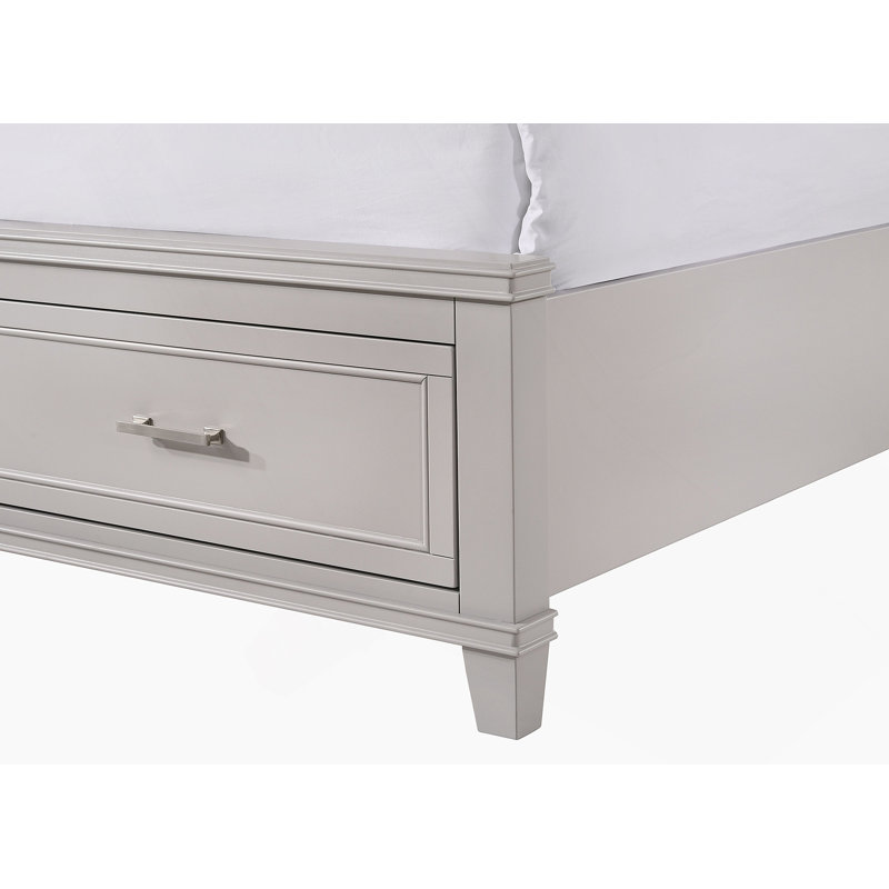 Lit très grand avec rangement, Gris, Très grand lit