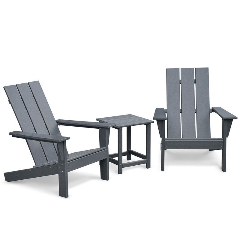 Ensemble de 2 chaises Adirondack avec table d'appoint, chaises de foyer d'extérieur toutes saisons pliables Adirondack