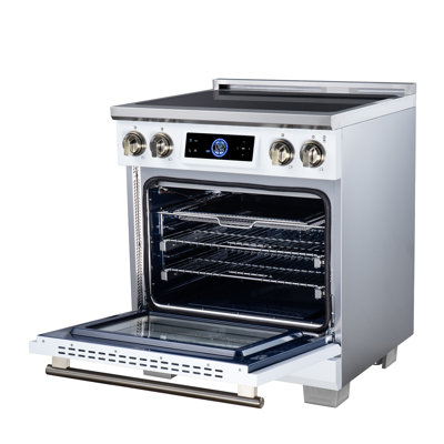 Plage d'induction Maximus de 30 pouces, 4,32 Cf. Véritable four à convection, friteuse à air, air sous vide, blanc