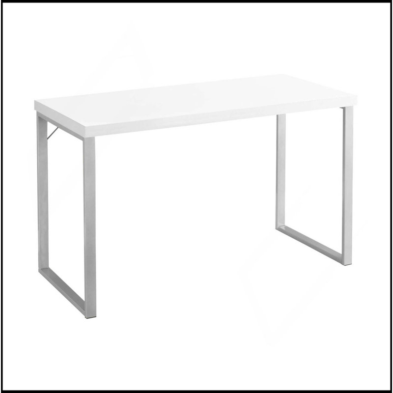 Bureau d'ordinateur, bureau personnel, ordinateur portable, L 48 po, travail, stratifié, contemporain, Blanc