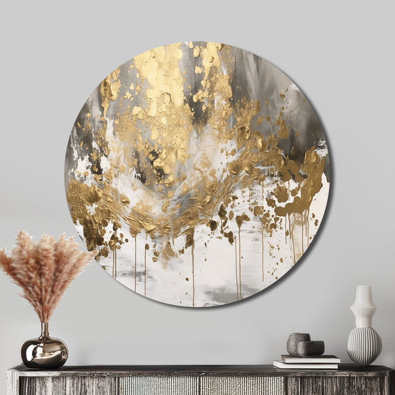 Ellède - Art abstrait rond en métal, H 29 po x l 29 po