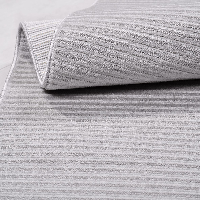 Tapis gris moderne lavable à la machine, Rectangle 4 pi x 7 pi 3 po