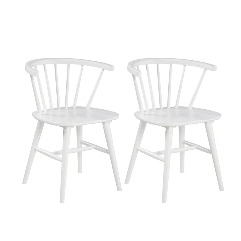 White Wood Spindle Back Dining Side Chair Set