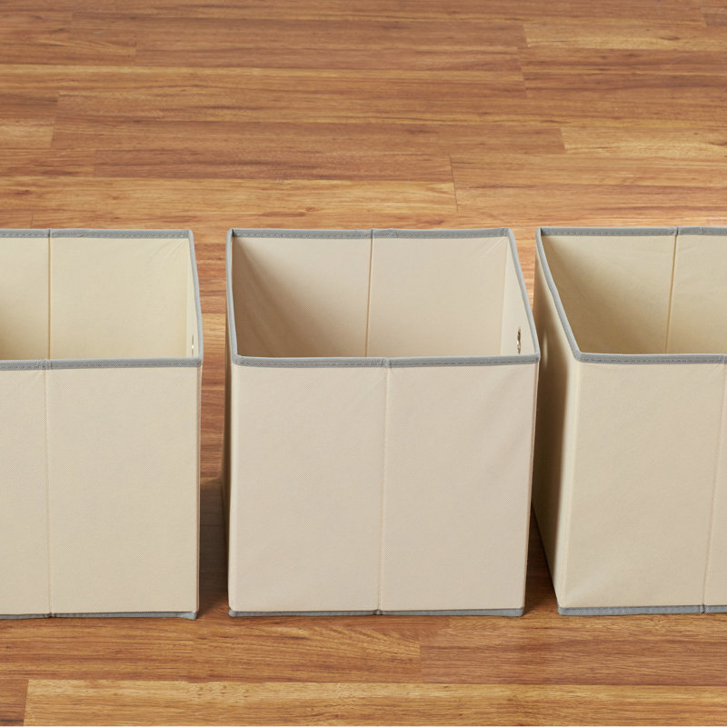 Symple Stuff Huertas Fabric Decorative Bin, Beige