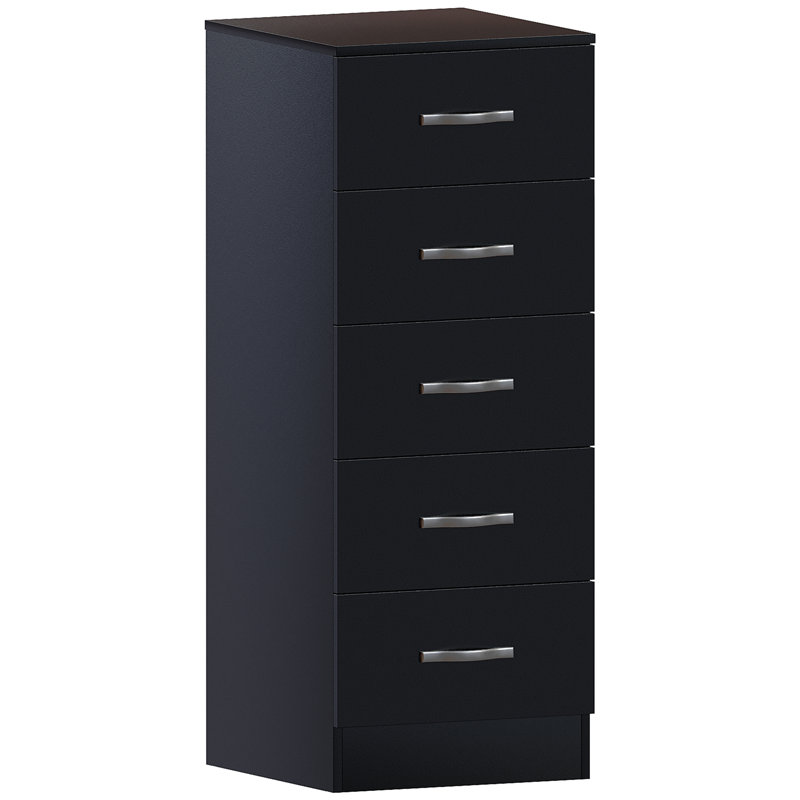 Maybery 34.5cm W 5 - Drawer Chest of Drawers, Black