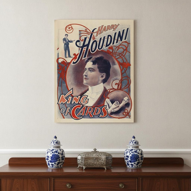 Art mural rétro 11 po x 14 po Houdini, H 24 po x l 20 po x P 0,1 po