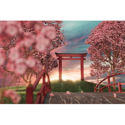 3D Rendering of Japanese Cherry Trees by Brillianteye - Wrapped Canvas Photograph -  Ebern Designs, 5A276CEB8EF94A10BC53B30B5D9ACF6D