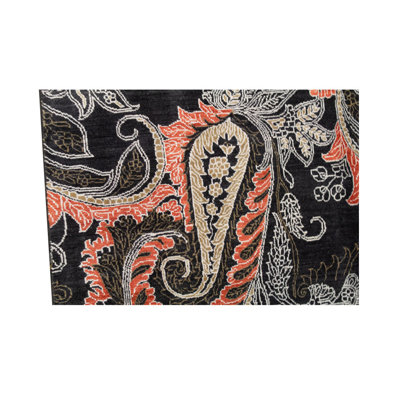 Geometric Area Rug in Black/Rust