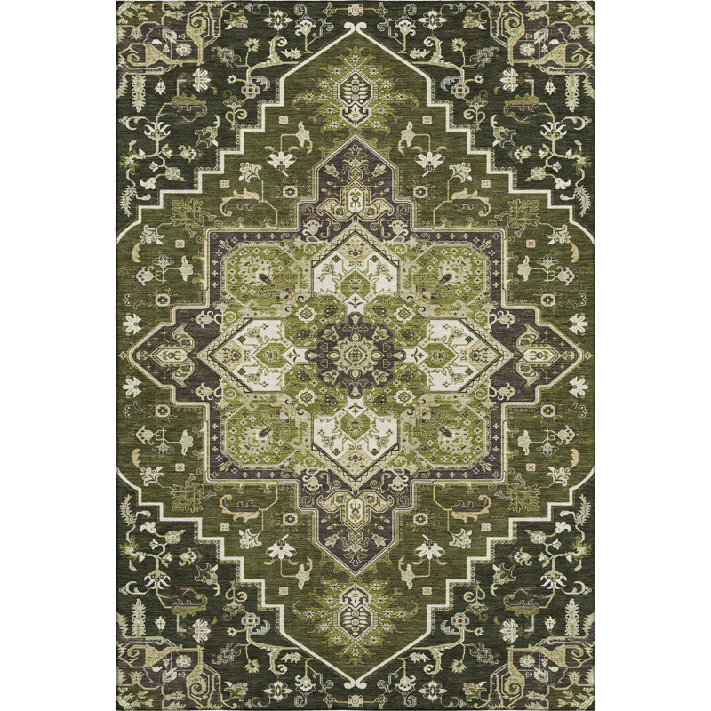 Premium Machine Washable Corum AMF1036 Oriental Rug, Rectangle 3' x 5'