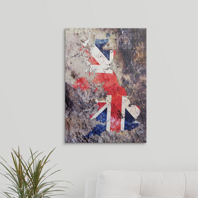 «UK Flag Map» par Deschamps, impression, H 24 po x l 18 po x P 1,25 po, Toile