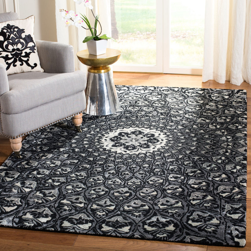 Tapis en viscose de laine et de bambou 0,6 touffeté à la main Orta, Rectangle 4 pi x 6 pi
