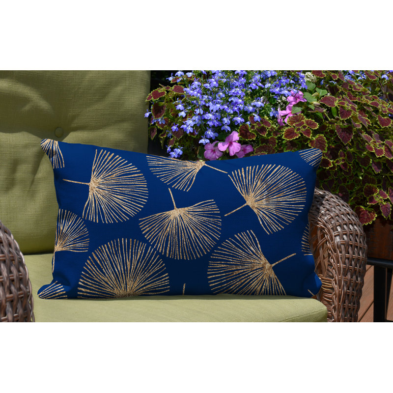 Coussin lombaire intérieur / extérieur Joba Dandilion, Bleu marine / or