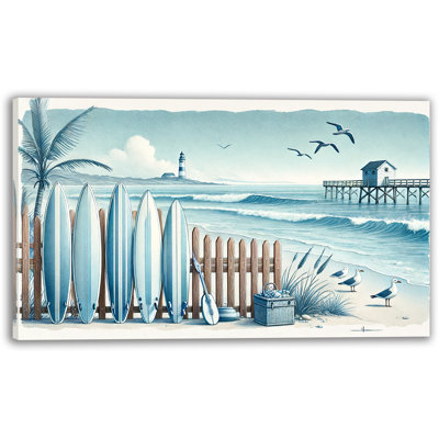 Lighthouse Beach Retreat Wrapped Canvas Print Wall Art