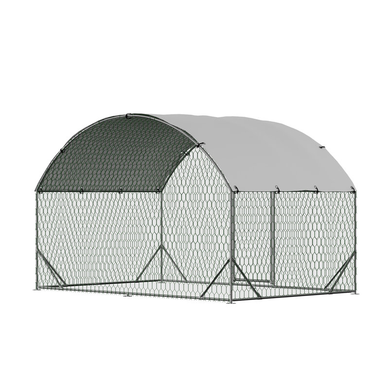 Poulailler en métal avec couvercle imperméable, cage à volaille pour poules, 65" H x 78.7" W x 118" D