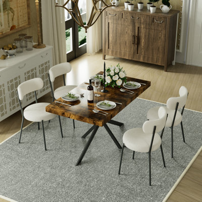 Table de salle à manger rectangulaire extensible de 55,11 po à 70,86 po avec chaises en bois