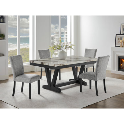 Panda Oceanic Black Dining Table And (4) Dining Chairs