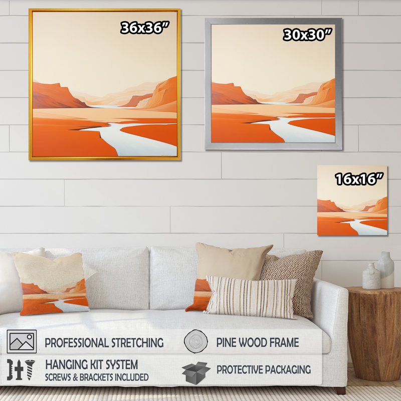 «Brown Minimalisme Canyon Calm II», reproduction sur toile, H 24 po x l 24 po x P 1 po, Toile tendue