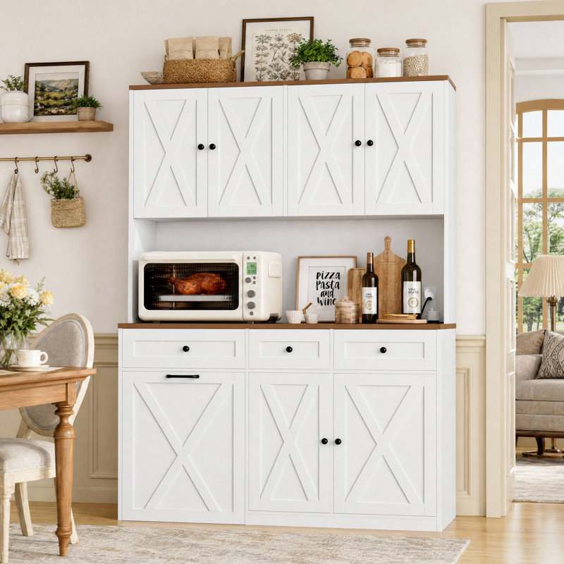 Straun Pull-out Trash Cabinet, Free Standing Kitchen Storage Cabinet, For Kitchen Living Room, White