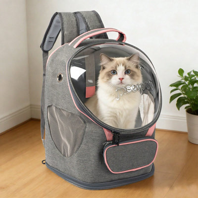 Foldable Transparent Cat & Dog Backpack Carrier – Breathable, Portable Travel Bag With Zipper