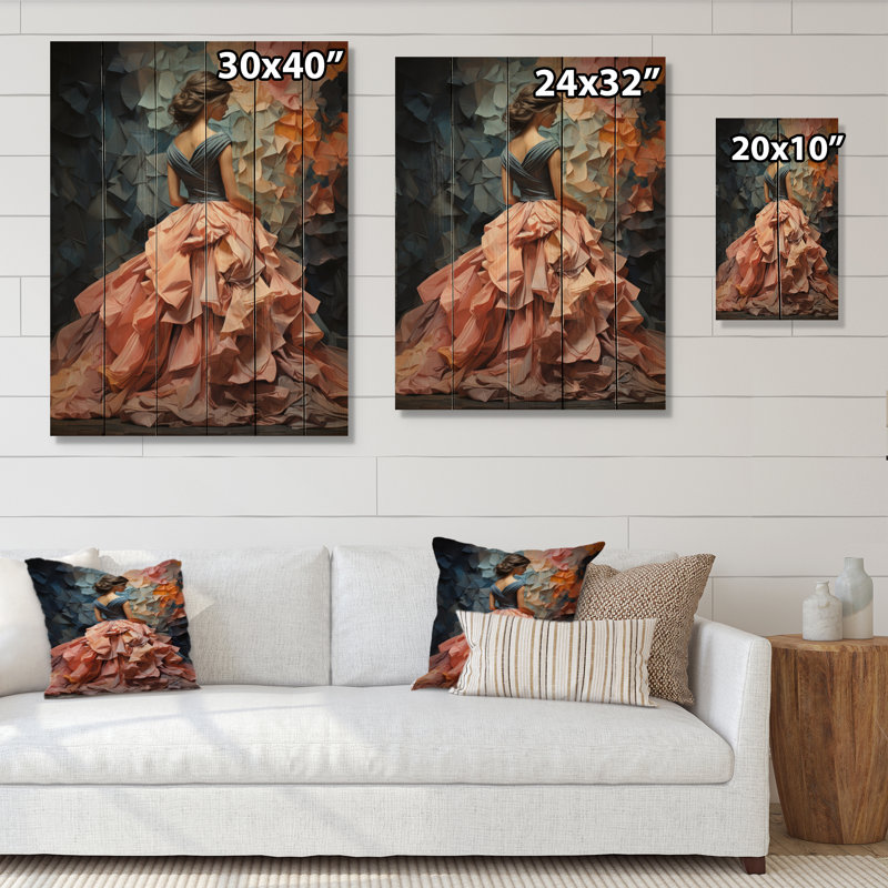 Élégance sur fond rose, rose et bleu, H 20 po x l 10 po x P 0,78 po
