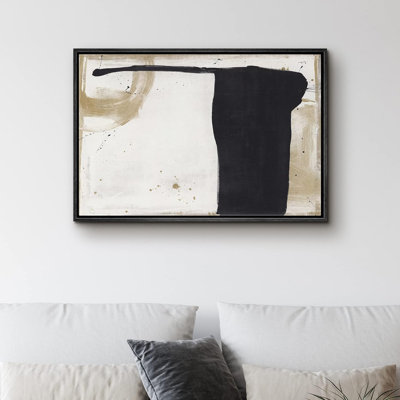 Abstract Shape " IDEA4WALL Framed Canvas Print Wall Art Black Brown Paint Stroke Collage Abstract Shapes Illustrations Modern Art Decorative Contemporary Chic Minimal For Living Room, Bedroom, Office "