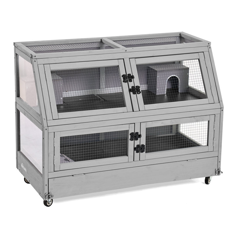 Guinea Pig Cage Chew Proof Hamster Cage Metal Frame Rat House Small Animal Habitat Critter Nation Cage 2 Levels Double Use Movable