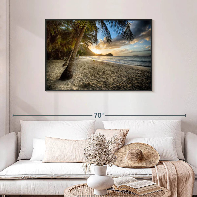 Scénique côte des Caraïbes, Cadre flottant noir, 43 po x 29 po
