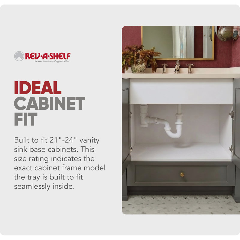 Bac de récupération Rev-A-Shelf pour meubles sous-évier, compatible avec les lavabos de 21 à 24 pouces., 22.5"W x 20.2"L