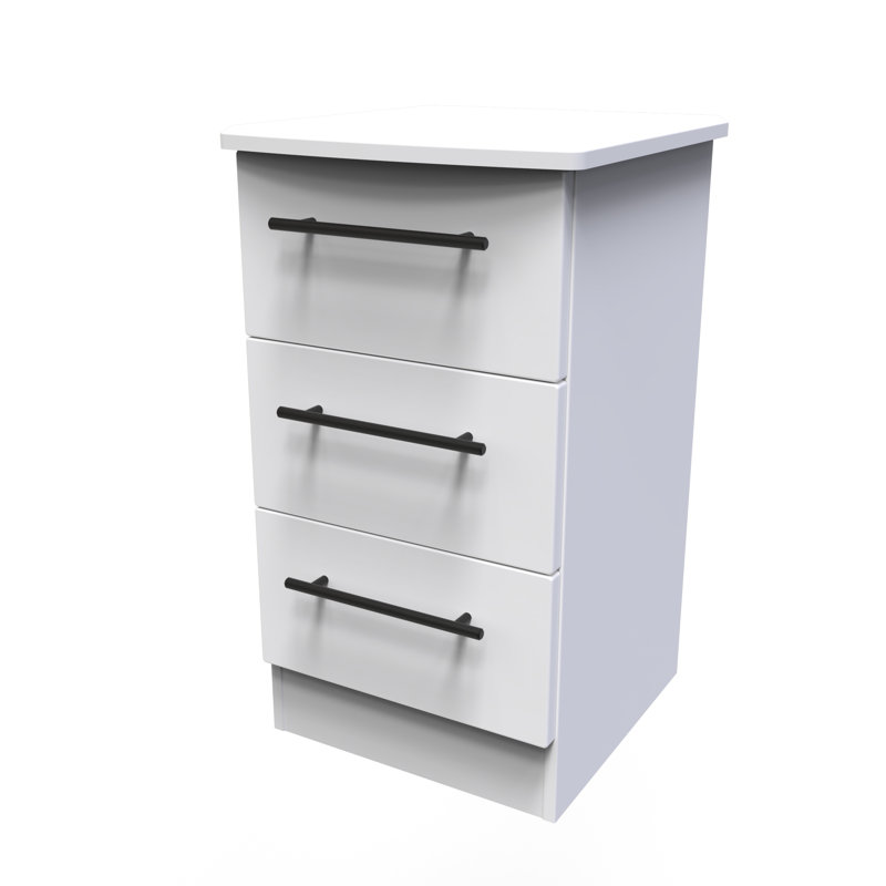 Fully Assembled Lordahl 3 DrawerÂ Bedside Table, White