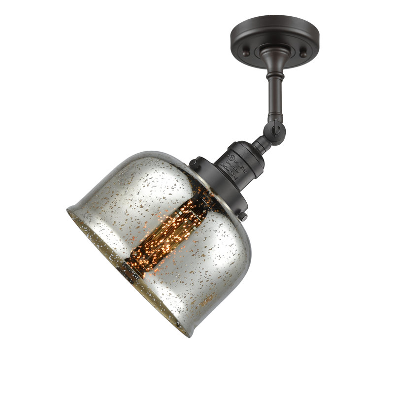 Handley Glass Semi Flush Mount, No Bulb Included, Silver Mercury, Oil Rubbed Bronze