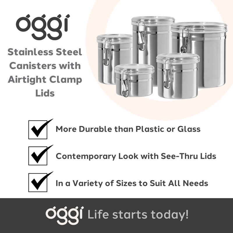 Stainless Steel Airtight Clamp Canister with Clear Lid