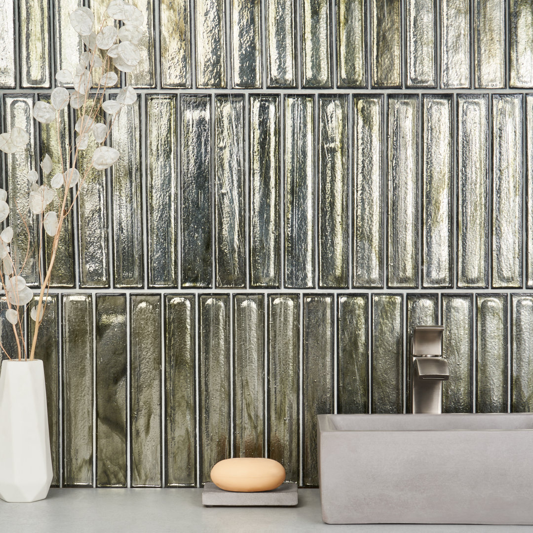 Fractal Brick 1.96 in. x 11.81 in. Polished Glass Subway Wall Tile (3.22 Sq. Ft. / Case) Bond Tile