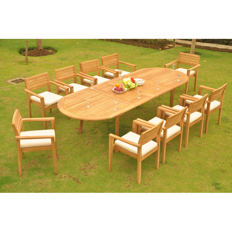 Alexandro Outdoor 11 - Piece Teak Dining Set