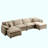 U Shape Sofa, Modern Upholstered 4 Seater Sofa With 2 Ottomans, Premium Soft Sofa-420050953