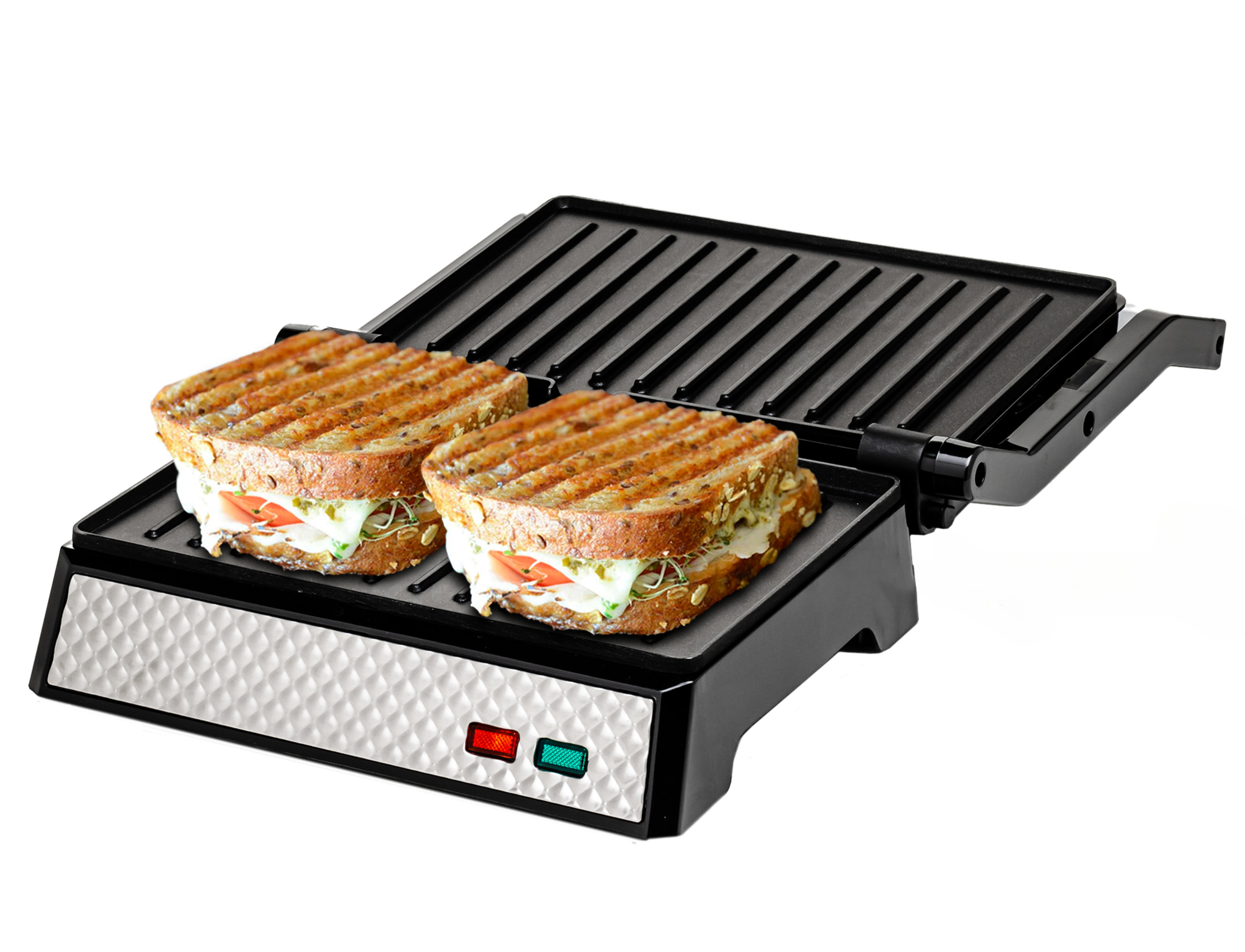 Dash Mini Maker Portable Grill Machine + Panini Press for Gourmet Burgers,  Sandwiches, Chicken + Other On the Go Breakfast, Lunch, or Snacks with  Recipe Guide - White 